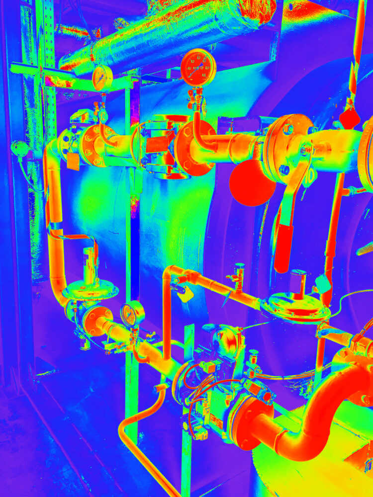 Thermal insulation control - thermal imaging. Inspection of industrial pipelines