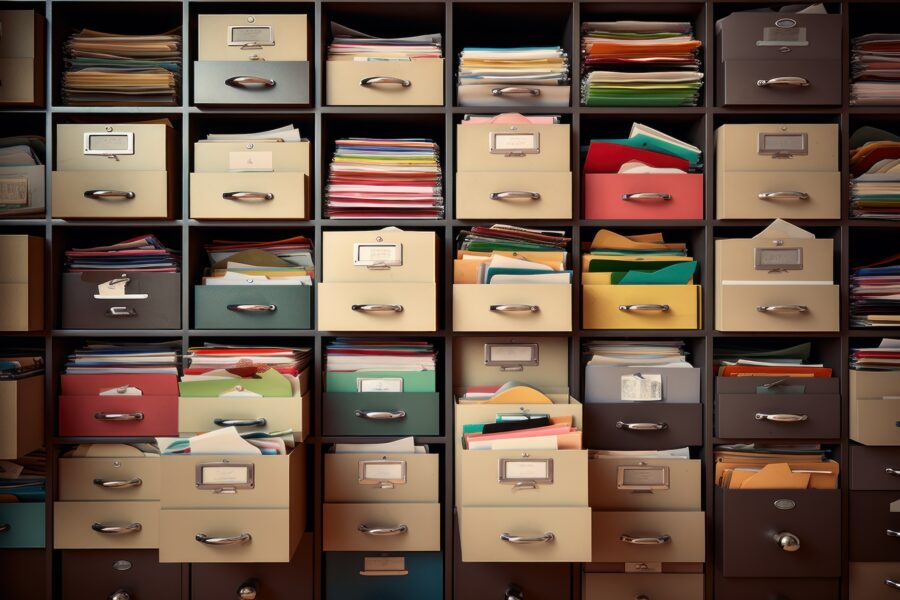 Organized file cabinet with documents