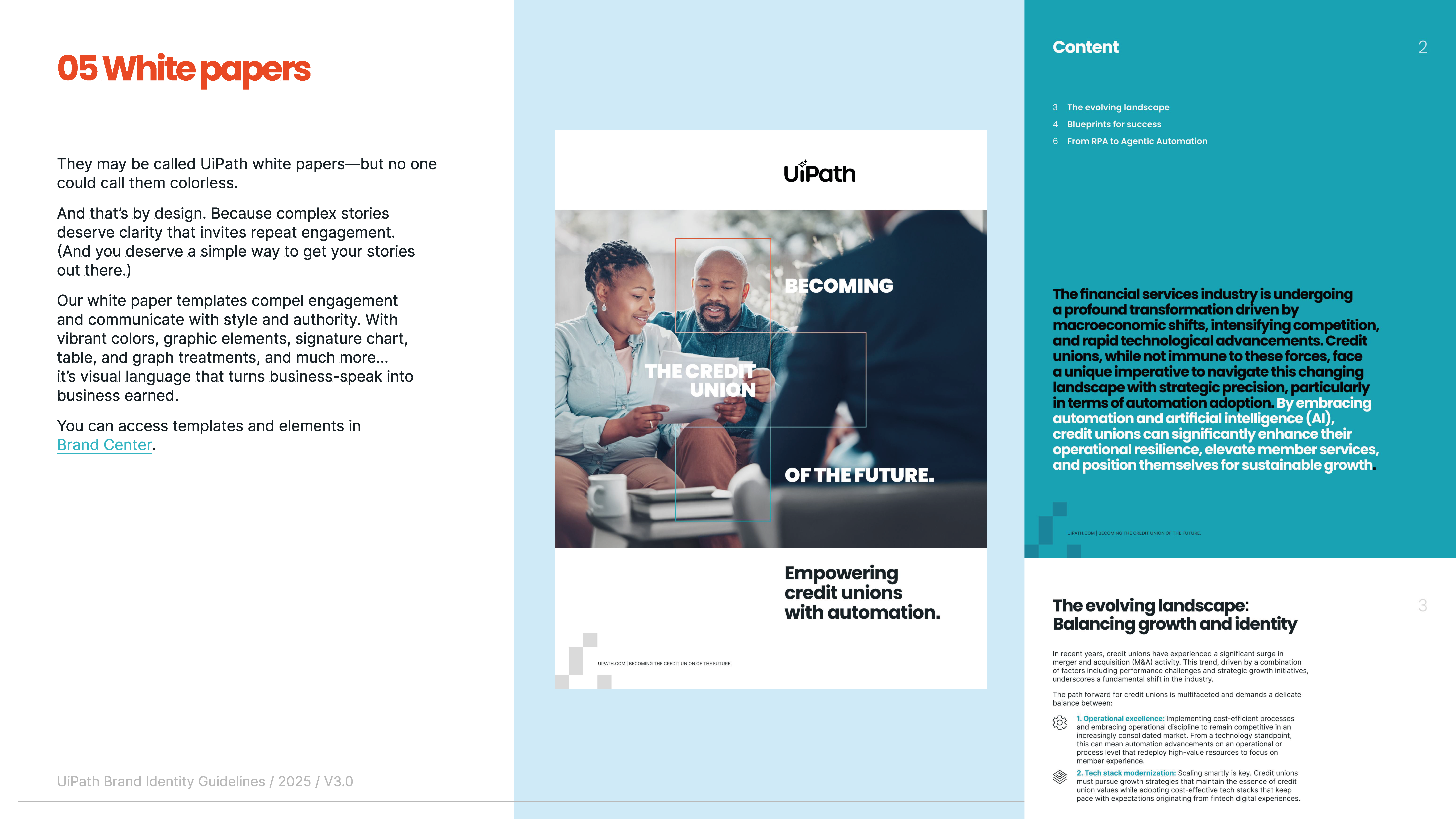 UiPath brand book white paper template design.